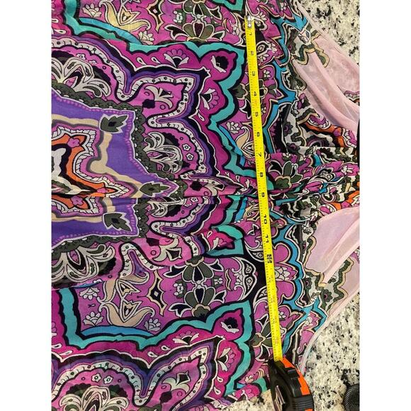 Y2K ECI NEW YORK BLOUSE DRESS MINI PURPLE PAISLEY SZ 4 BOHO ECLECTIC RETRO - Picture 5 of 12